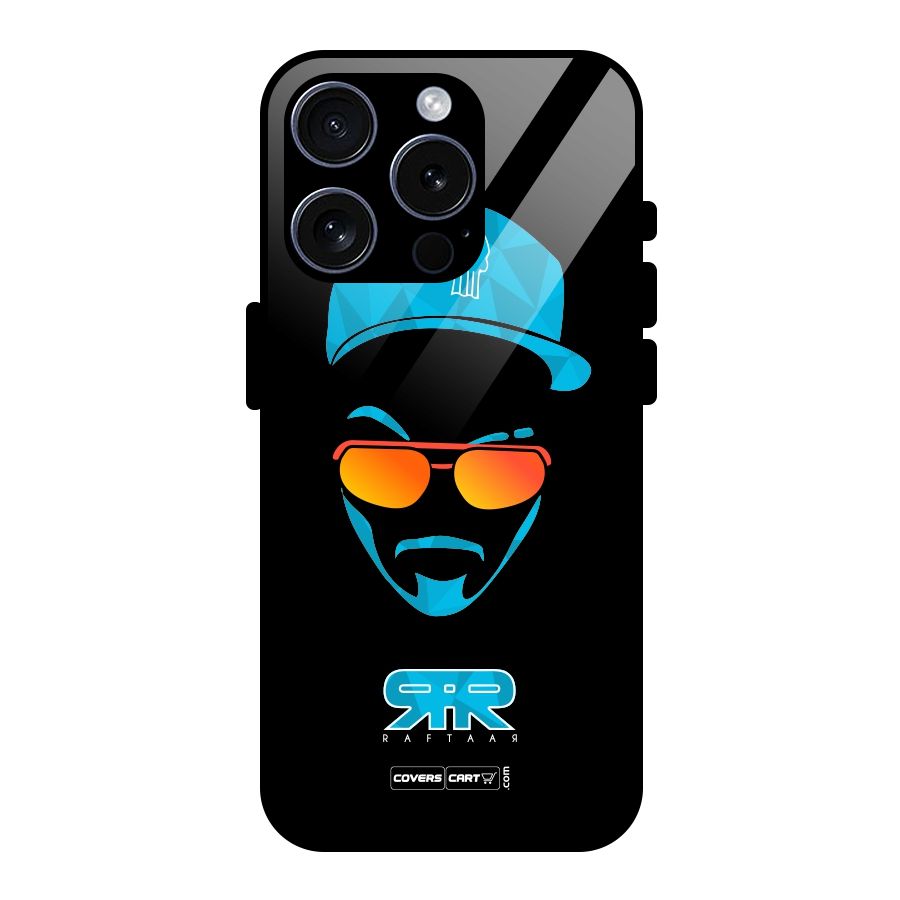 Raftaar Black and Blue Glass Back Case for iPhone 15 Pro