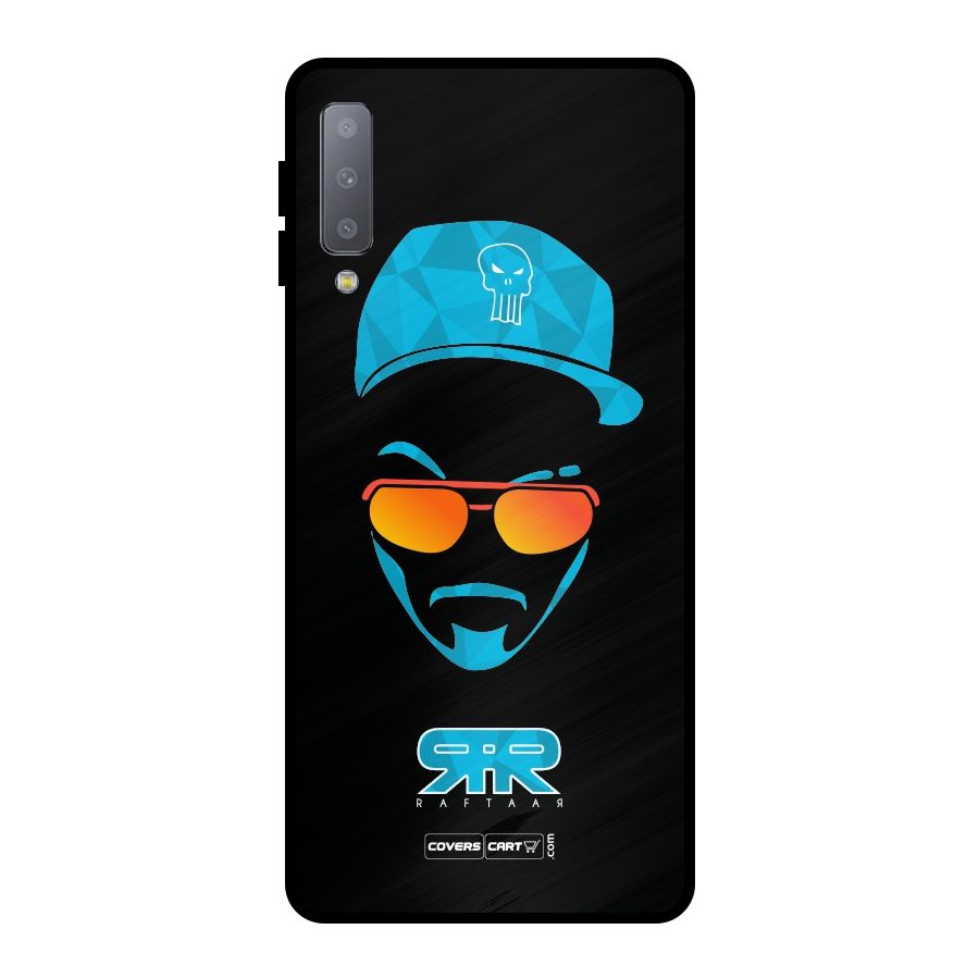 Raftaar Black and Blue Metal Back Case for Galaxy A7 (2018)