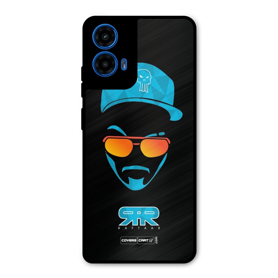 Raftaar Black and Blue Metal Back Case for Moto G45