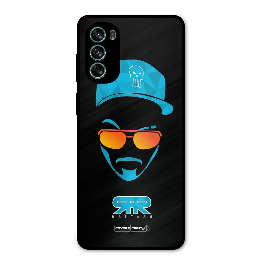 Raftaar Black and Blue Metal Back Case for Moto G62