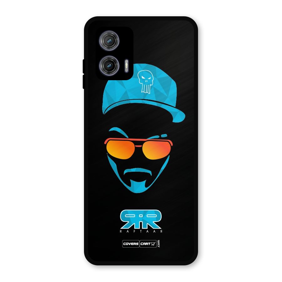 Raftaar Black and Blue Metal Back Case for Moto G73