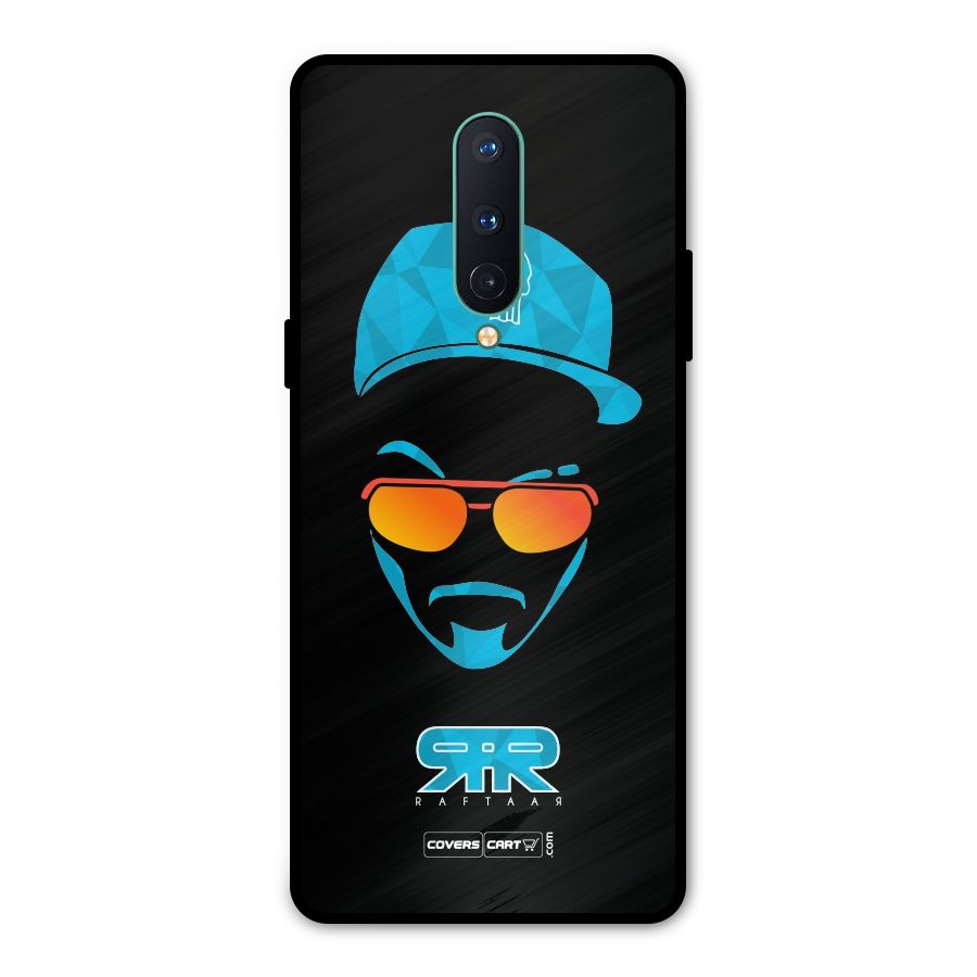 Raftaar Black and Blue Metal Back Case for OnePlus 8