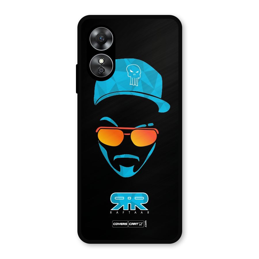 Raftaar Black and Blue Metal Back Case for Oppo A17