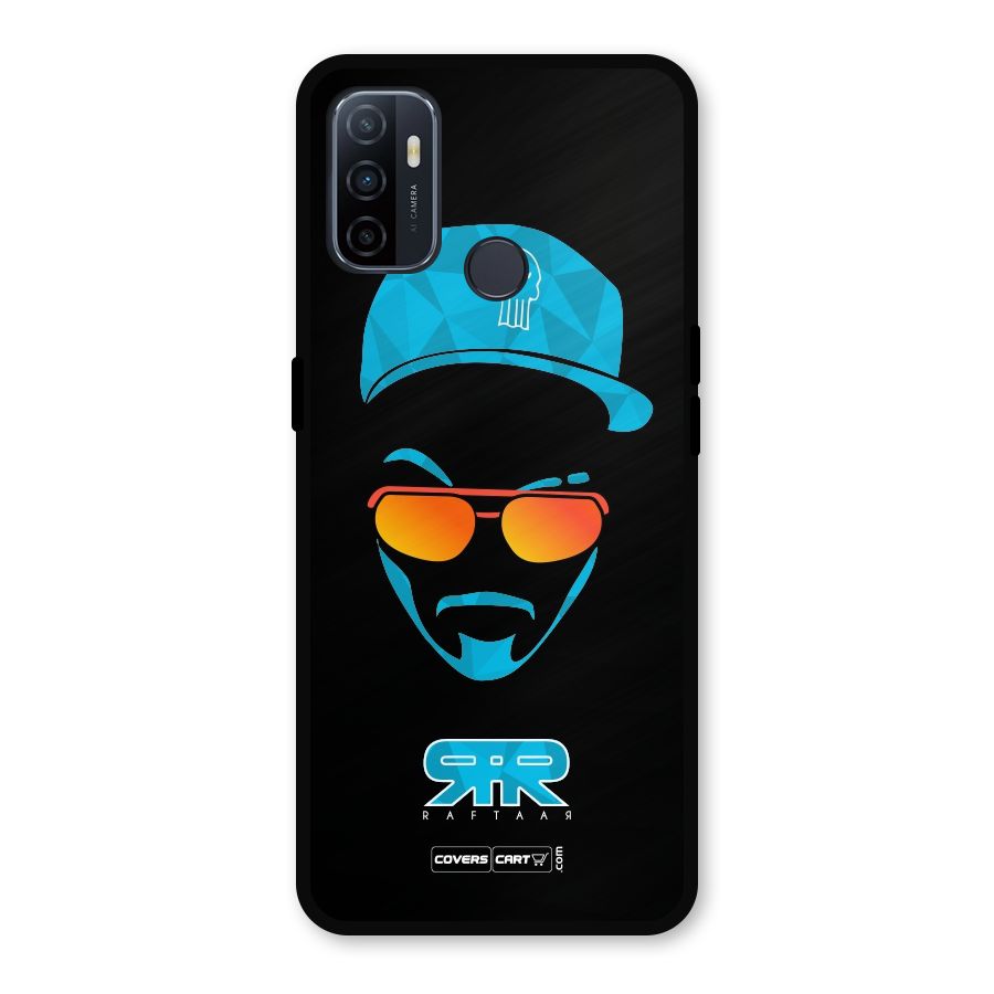 Raftaar Black and Blue Metal Back Case for Oppo A53