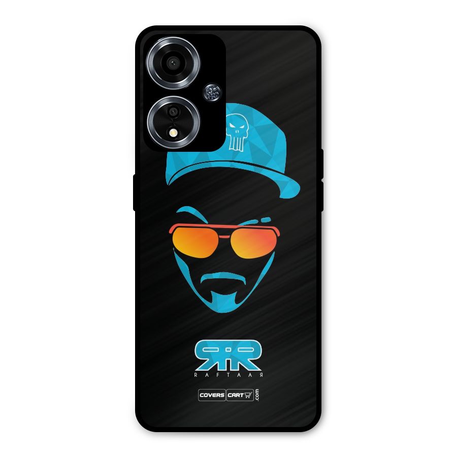 Raftaar Black and Blue Metal Back Case for Oppo A59