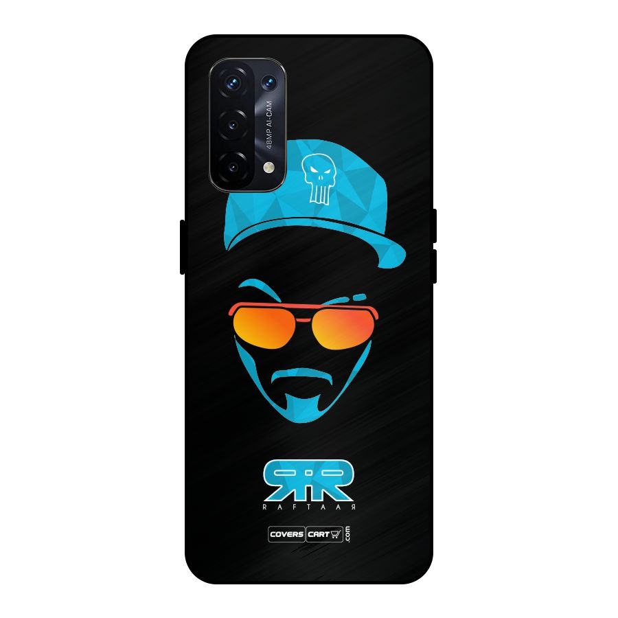 Raftaar Black and Blue Metal Back Case for Oppo A74 5G