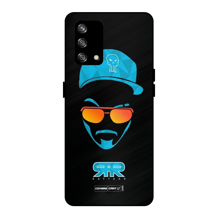 Raftaar Black and Blue Metal Back Case for Oppo F19