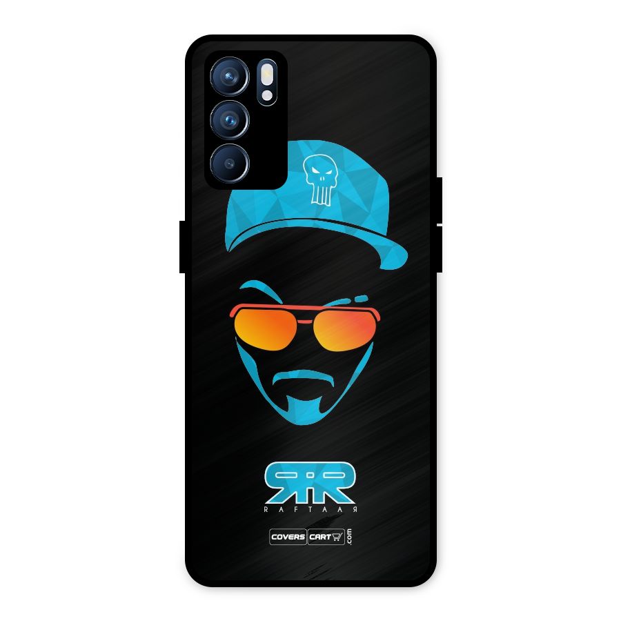 Raftaar Black and Blue Metal Back Case for Oppo Reno6 5G