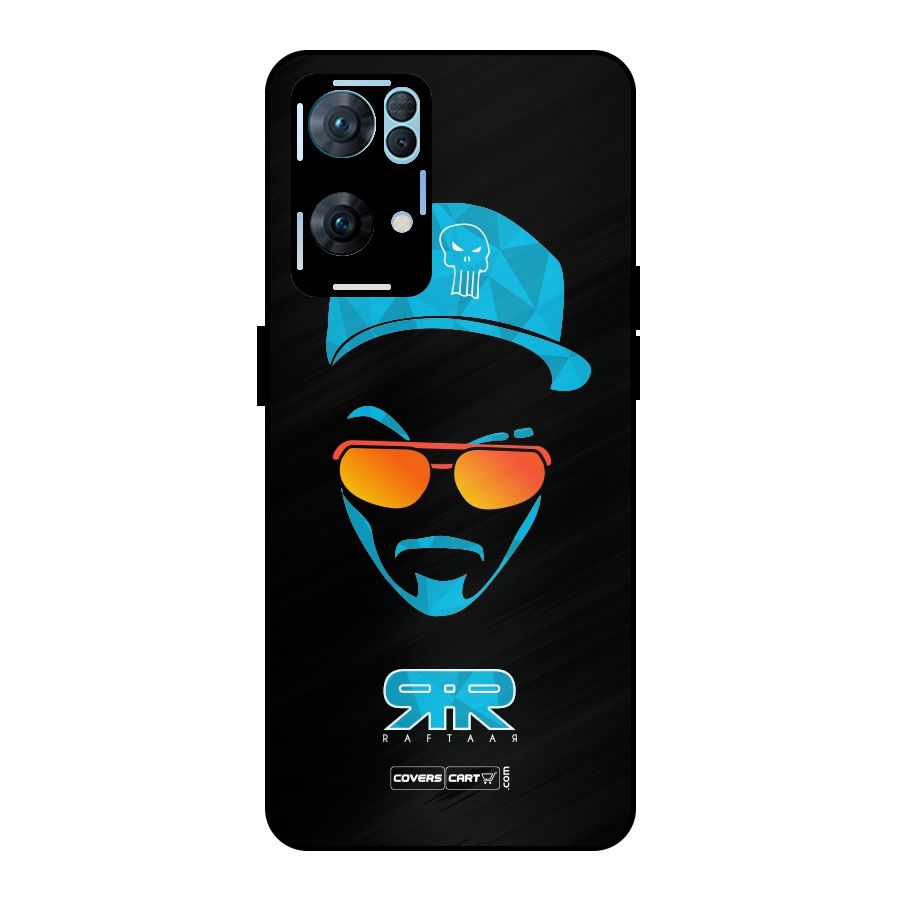 Raftaar Black and Blue Metal Back Case for Oppo Reno7 Pro 5G