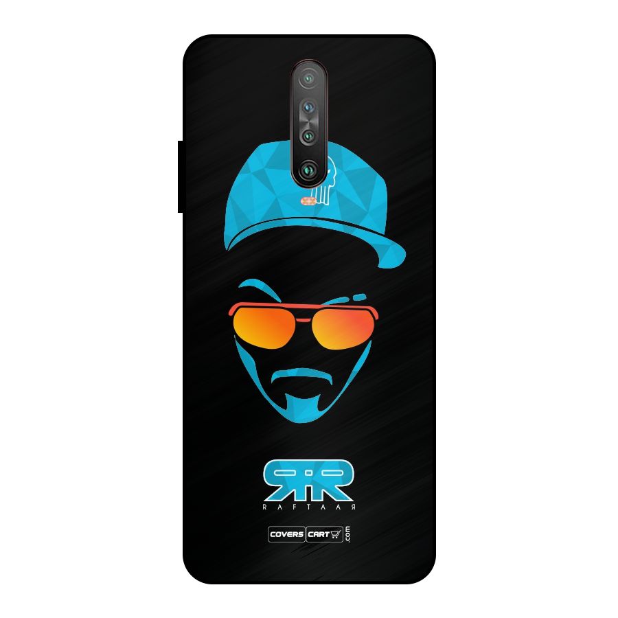 Raftaar Black and Blue Metal Back Case for Poco X2