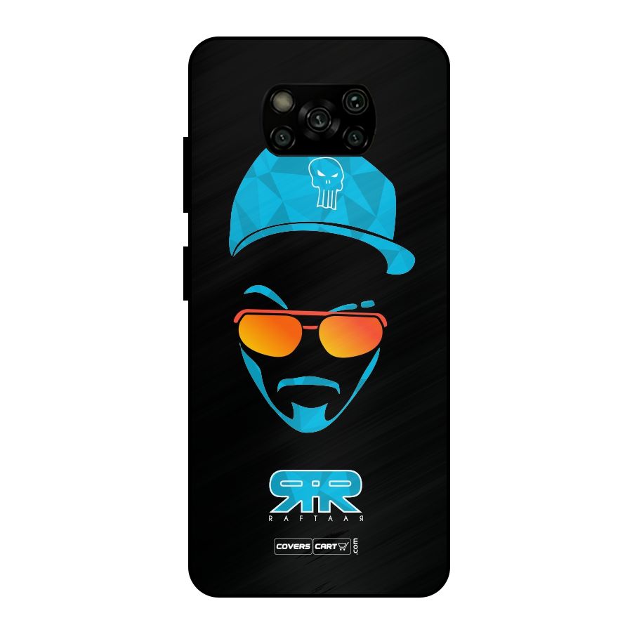 Raftaar Black and Blue Metal Back Case for Poco X3