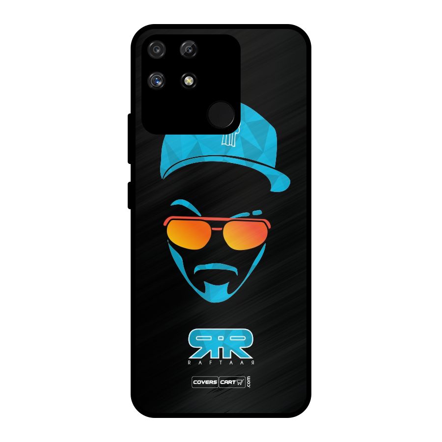 Raftaar Black and Blue Metal Back Case for Realme Narzo 50A