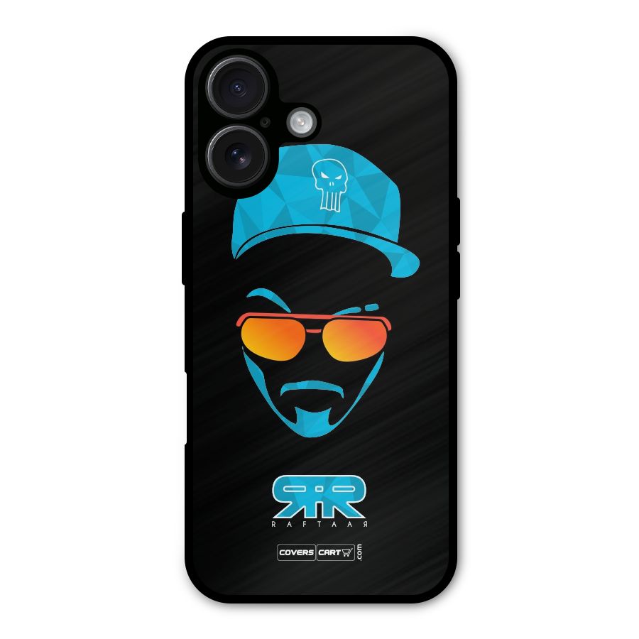 Raftaar Black and Blue Metal Back Case for iPhone 16