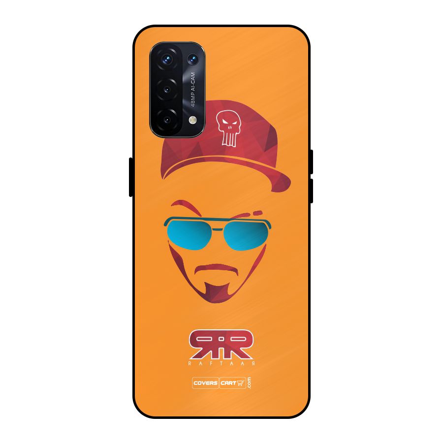 Raftaar Orange Metal Back Case for Oppo A74 5G