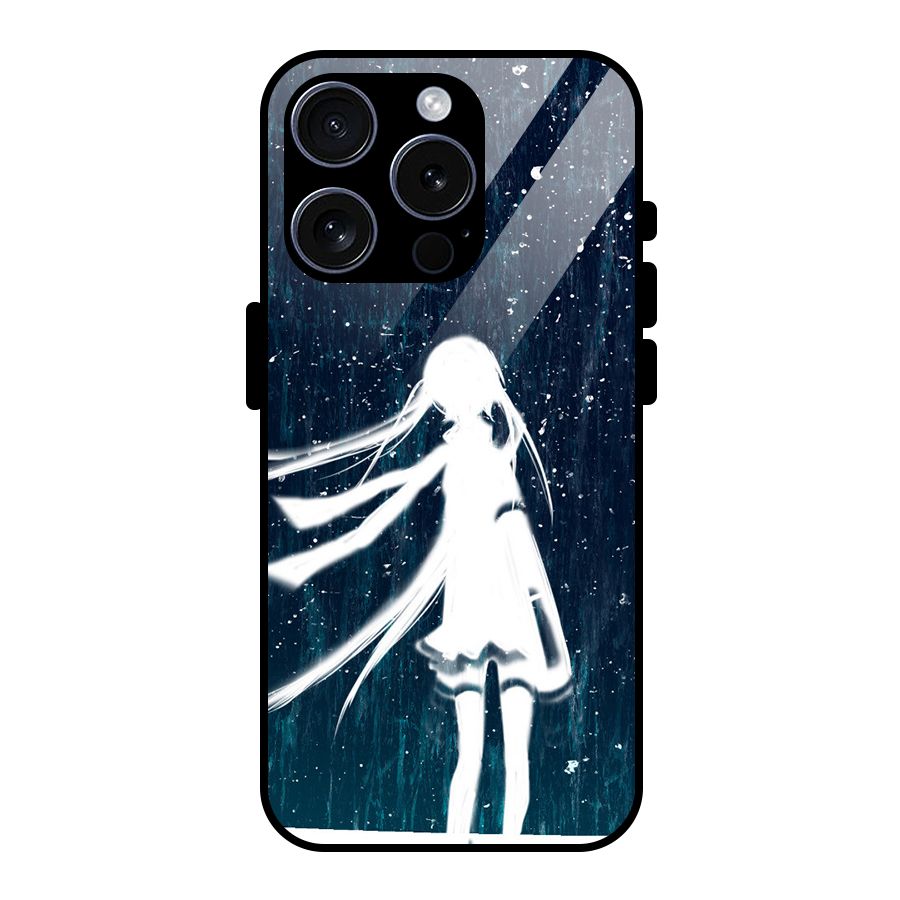 Rain White Girl Glass Back Case for iPhone 15 Pro