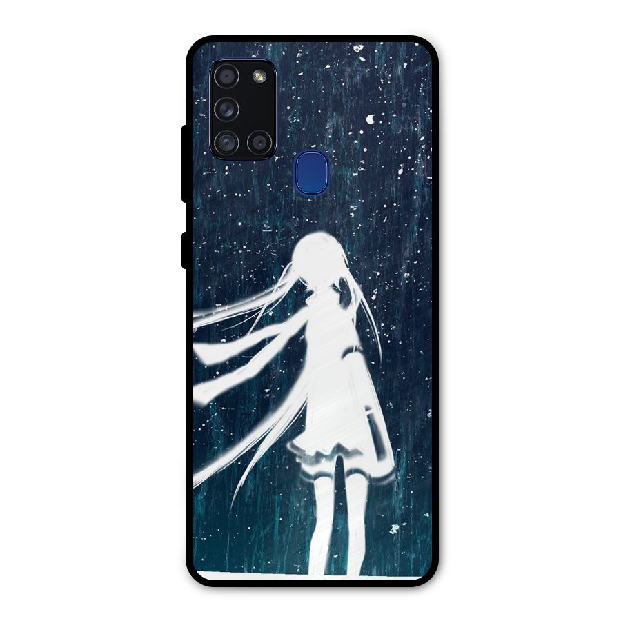 Rain White Girl Metal Back Case for Galaxy A21s