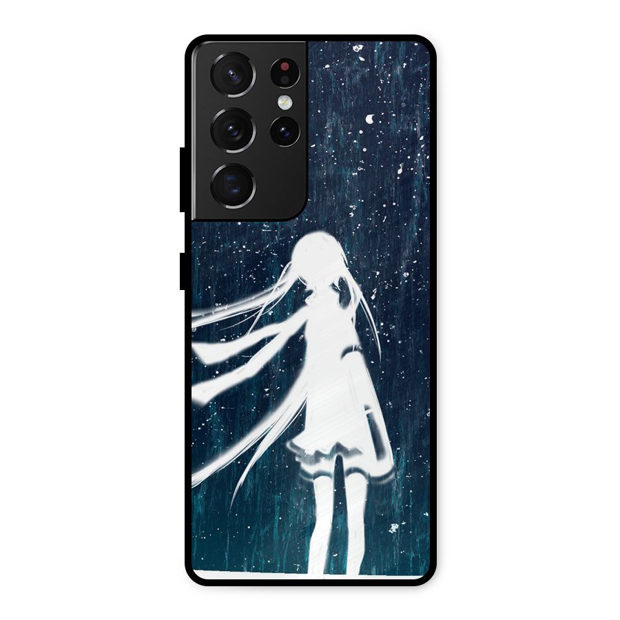 Rain White Girl Metal Back Case for Galaxy S21 Ultra 5G