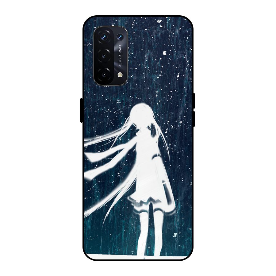 Rain White Girl Metal Back Case for Oppo A74 5G