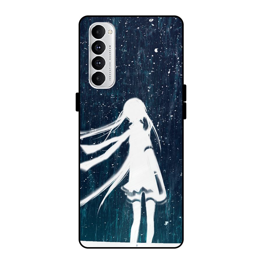 Rain White Girl Metal Back Case for Oppo Reno4 Pro