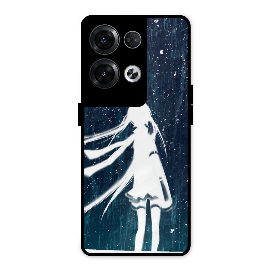 Rain White Girl Metal Back Case for Oppo Reno8 Pro 5G