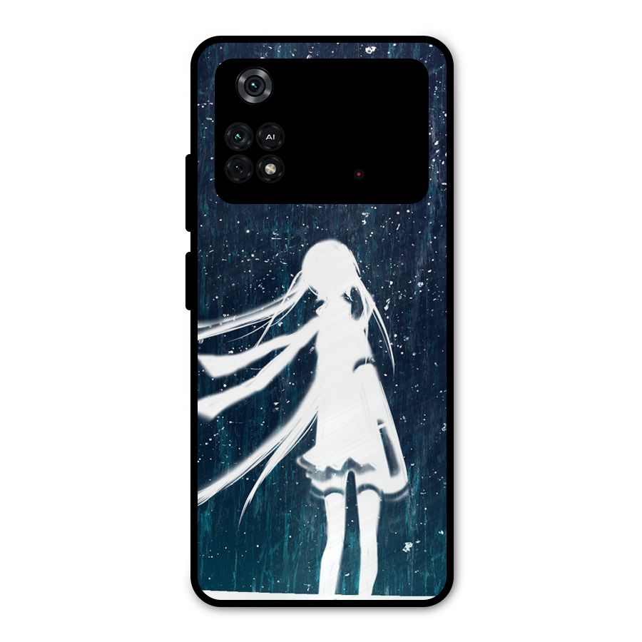 Rain White Girl Metal Back Case for Poco M4 Pro 4G