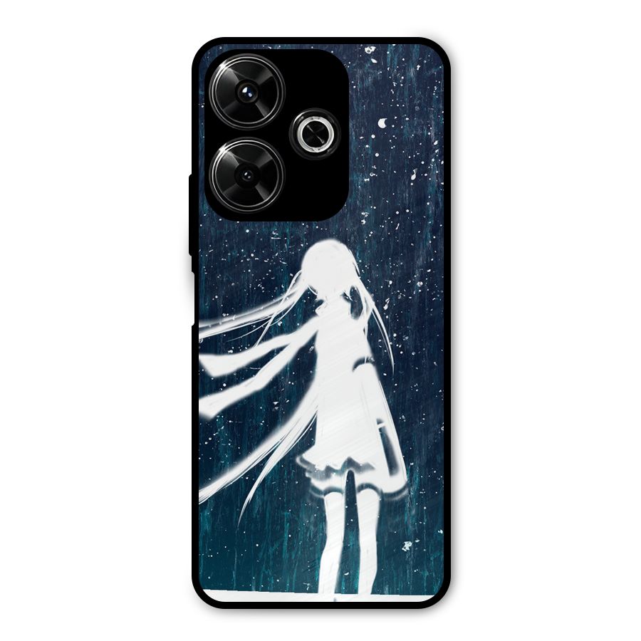 Rain White Girl Metal Back Case for Poco M6 Plus