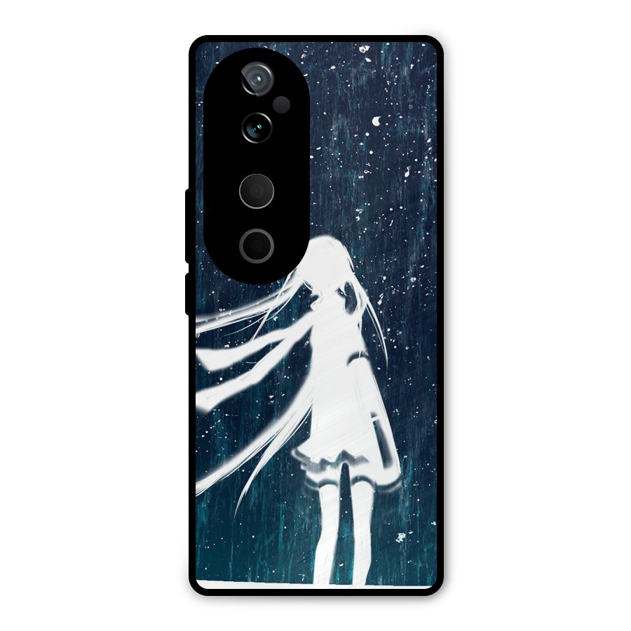 Rain White Girl Metal Back Case for Vivo T3 Ultra