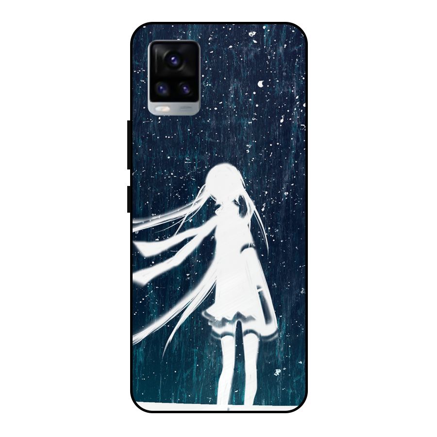 Rain White Girl Metal Back Case for Vivo V20 2021