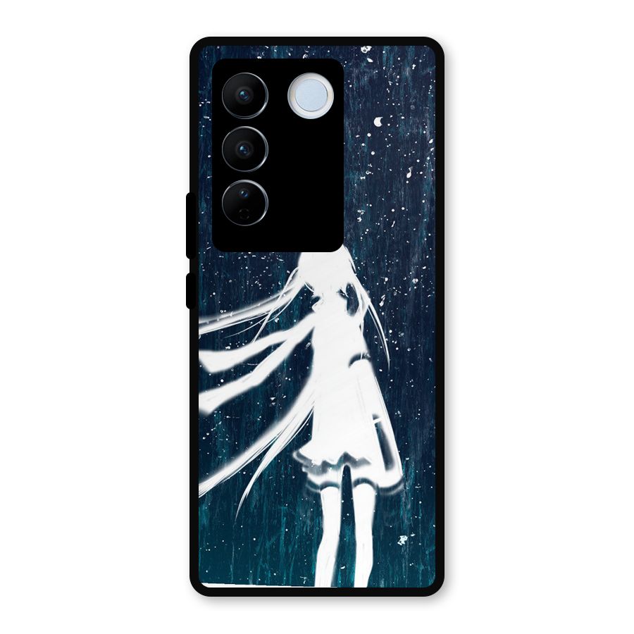 Rain White Girl Metal Back Case for Vivo V27