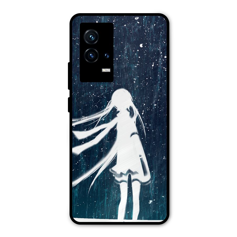Rain White Girl Metal Back Case for iQOO 9 5G