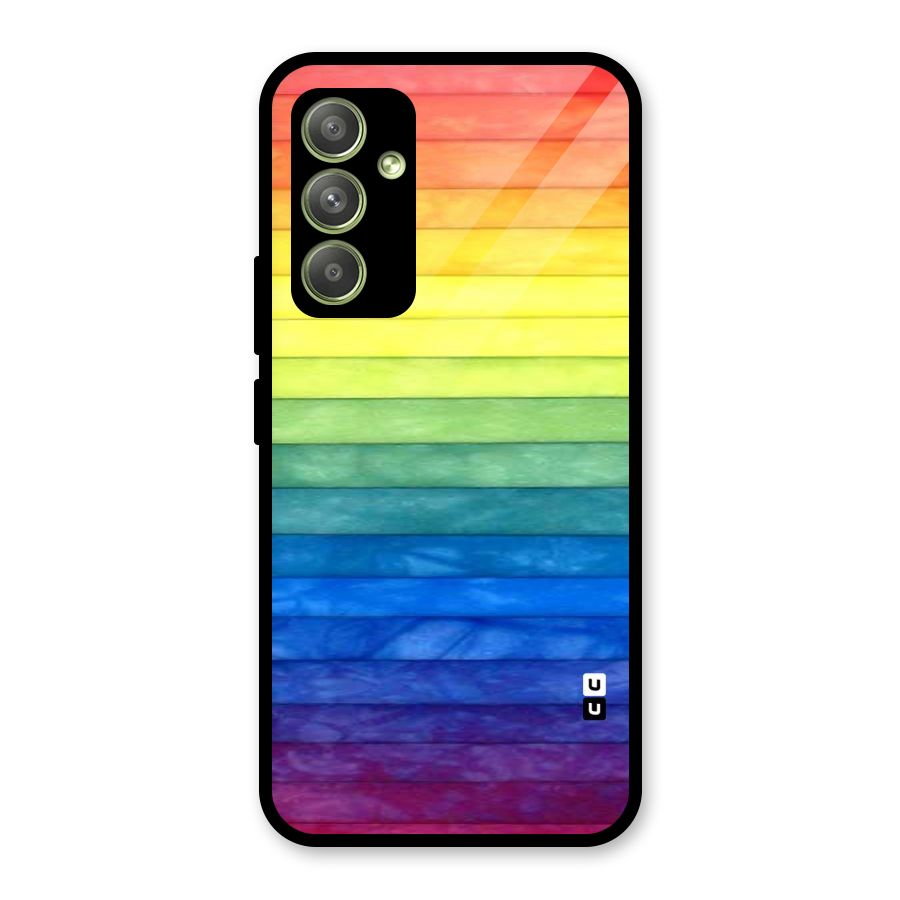 Rainbow Colors Stripes Glass Back Case for Galaxy A54