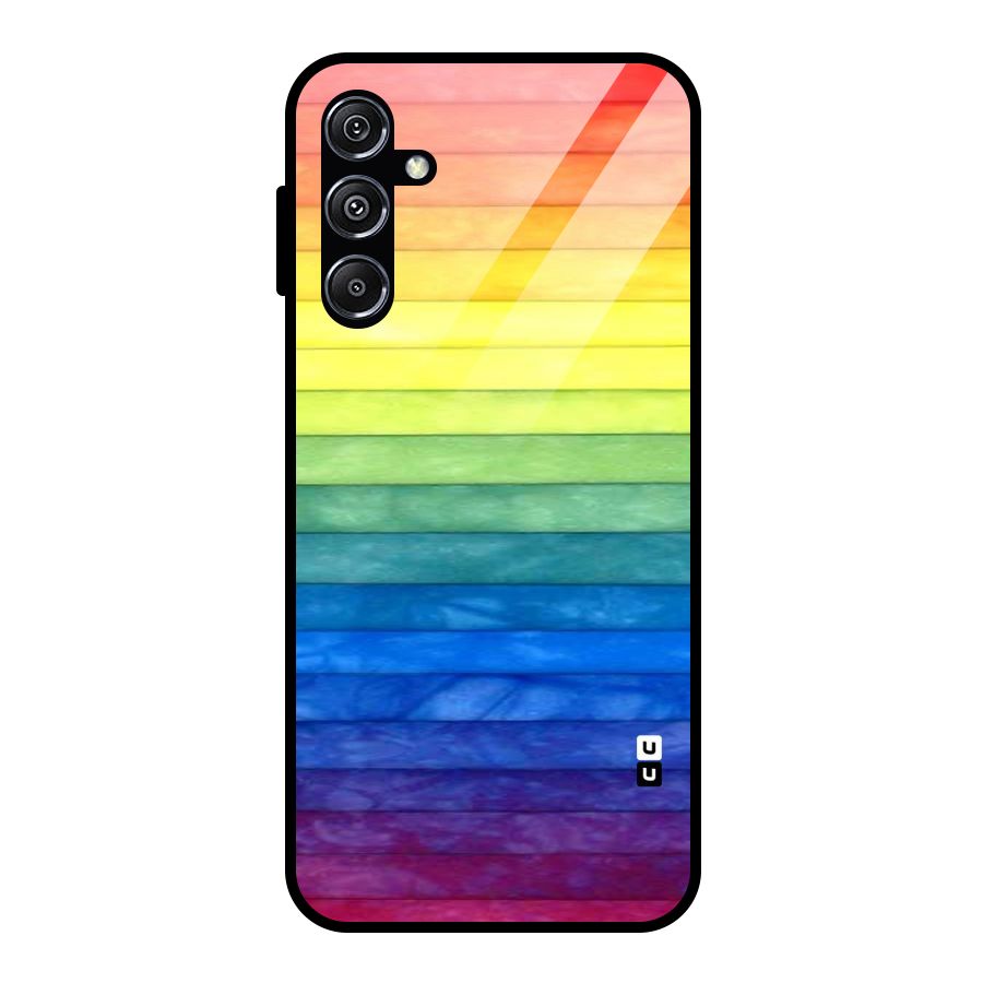 Rainbow Colors Stripes Glass Back Case for Galaxy M34 5G