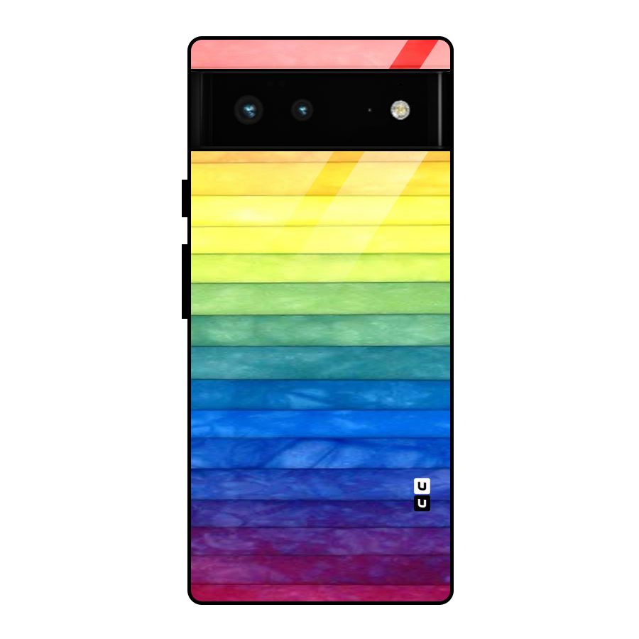 Rainbow Colors Stripes Glass Back Case for Google Pixel 6