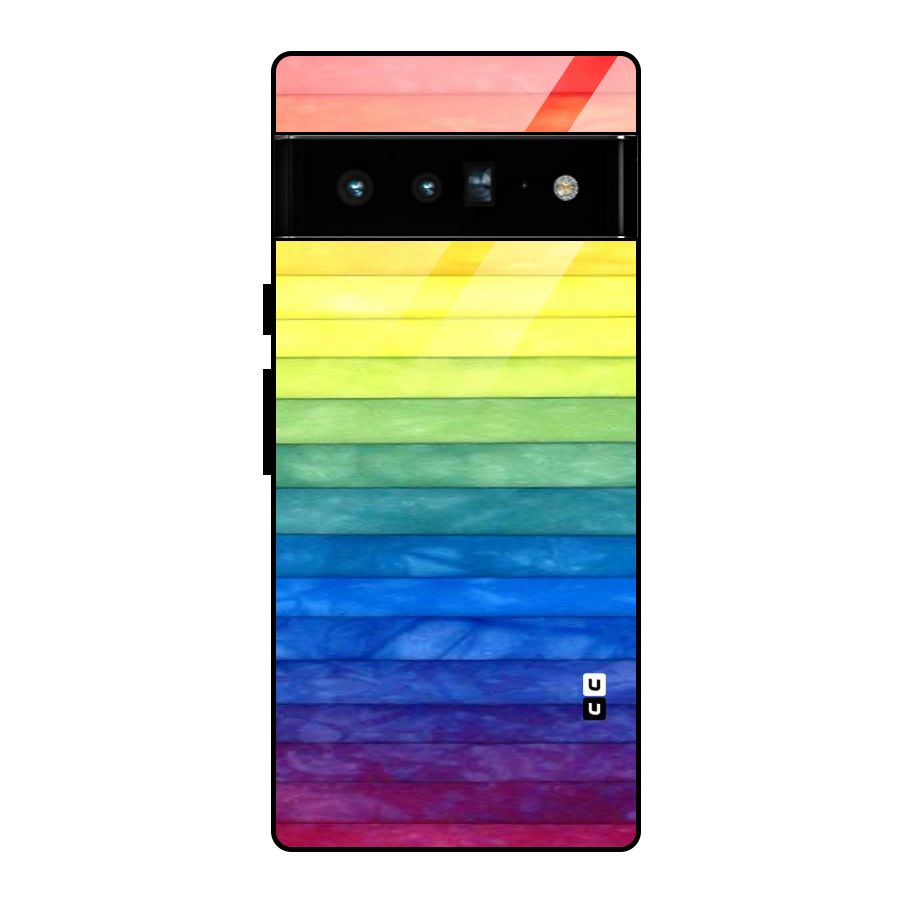 Rainbow Colors Stripes Glass Back Case for Google Pixel 6 Pro