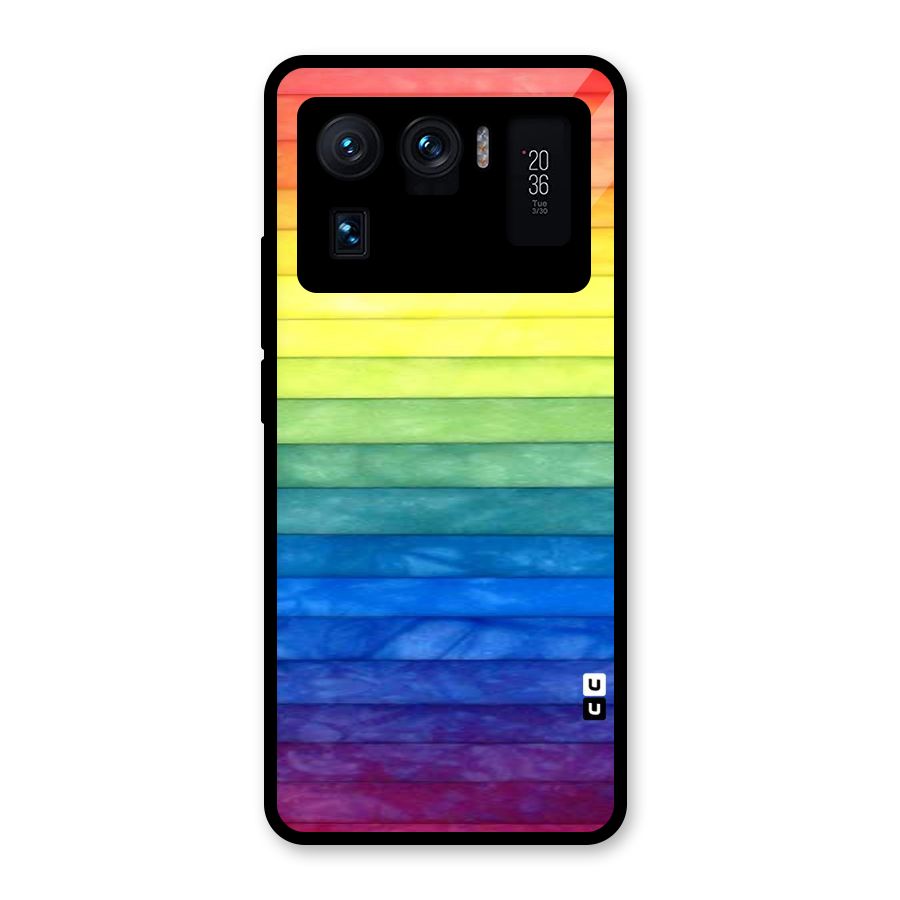 Rainbow Colors Stripes Glass Back Case for Mi 11 Ultra