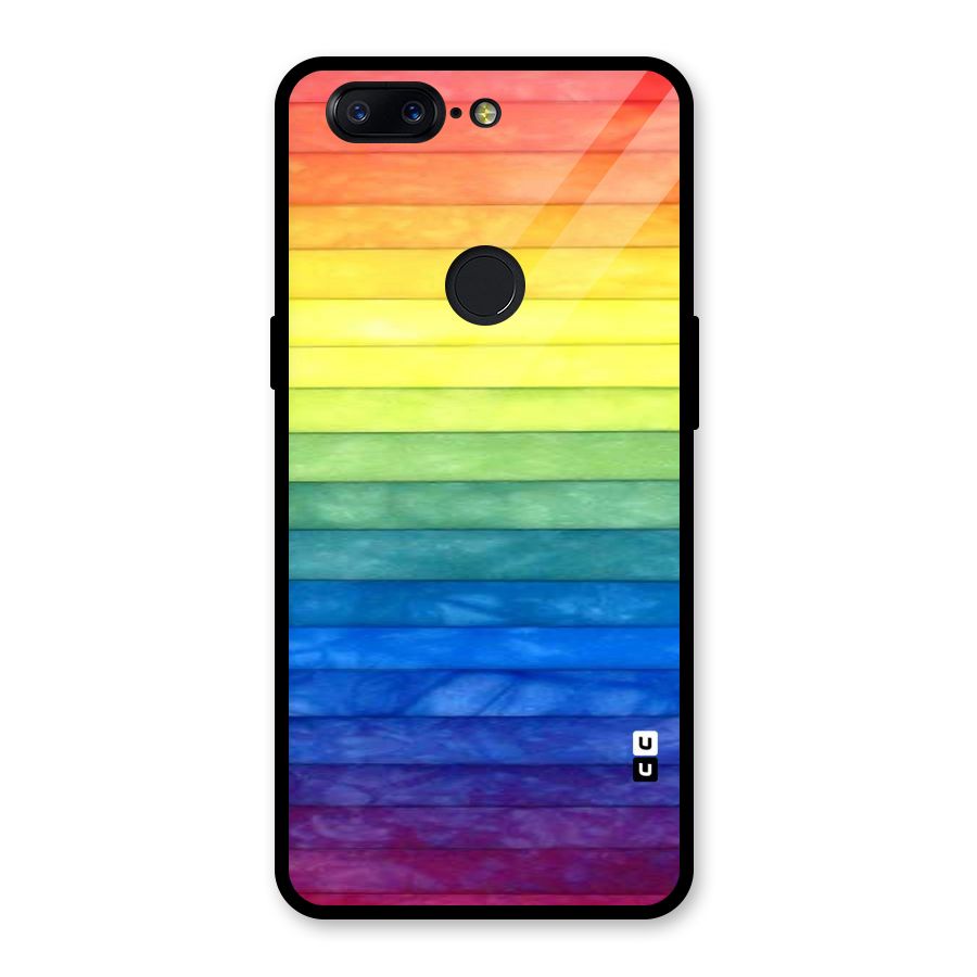 Rainbow Colors Stripes Glass Back Case for OnePlus 5T