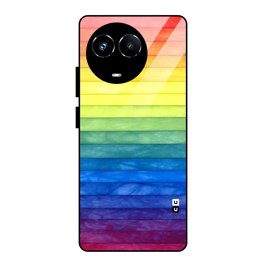 Rainbow Colors Stripes Glass Back Case for Realme 11X