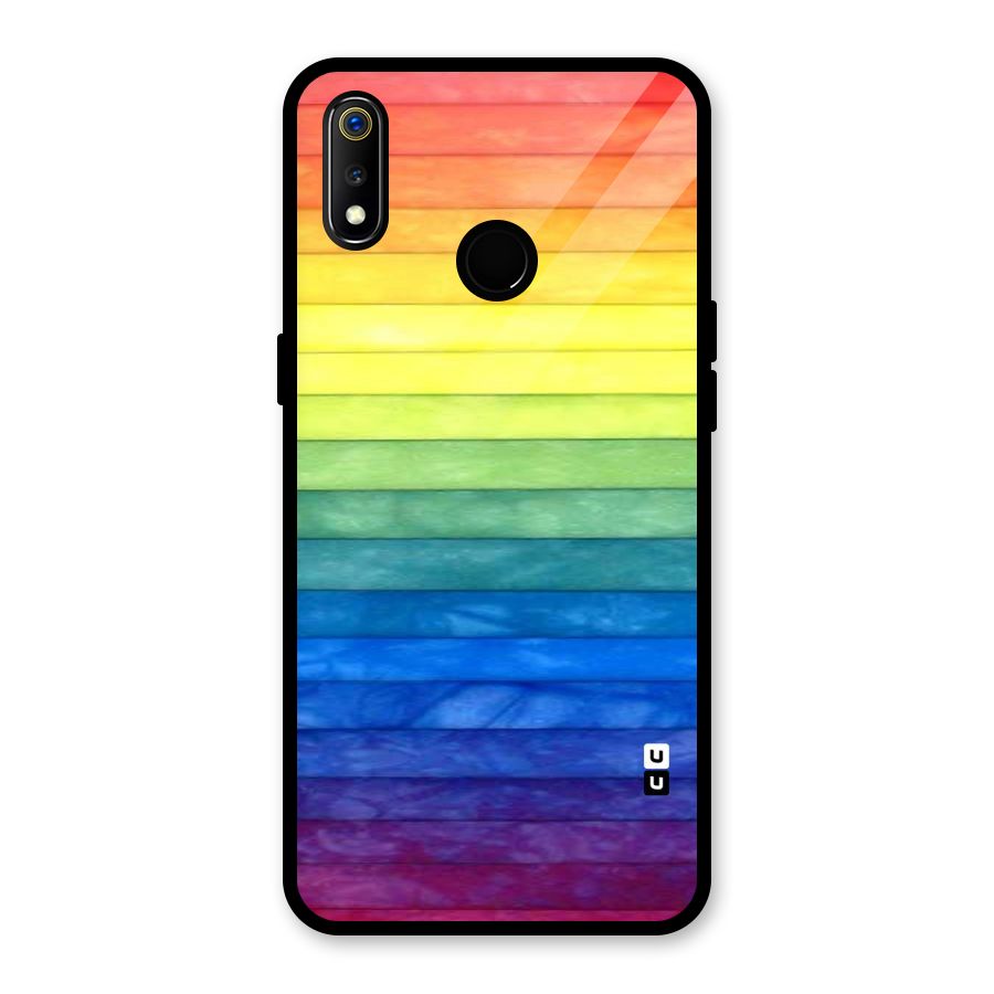 Rainbow Colors Stripes Glass Back Case for Realme 3i