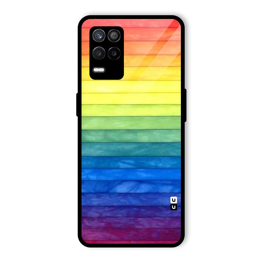 Rainbow Colors Stripes Glass Back Case for Realme 8s 5G