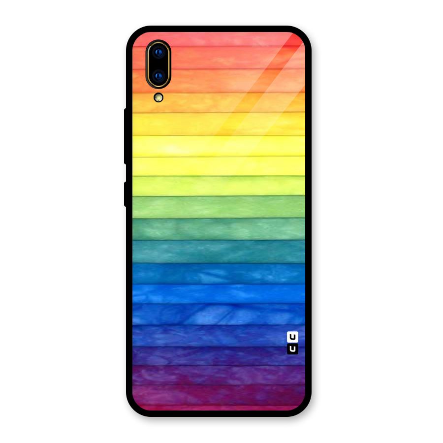 Rainbow Colors Stripes Glass Back Case for Vivo V11 Pro