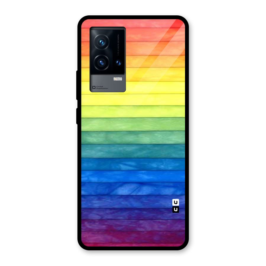 Rainbow Colors Stripes Glass Back Case for iQOO 9 5G