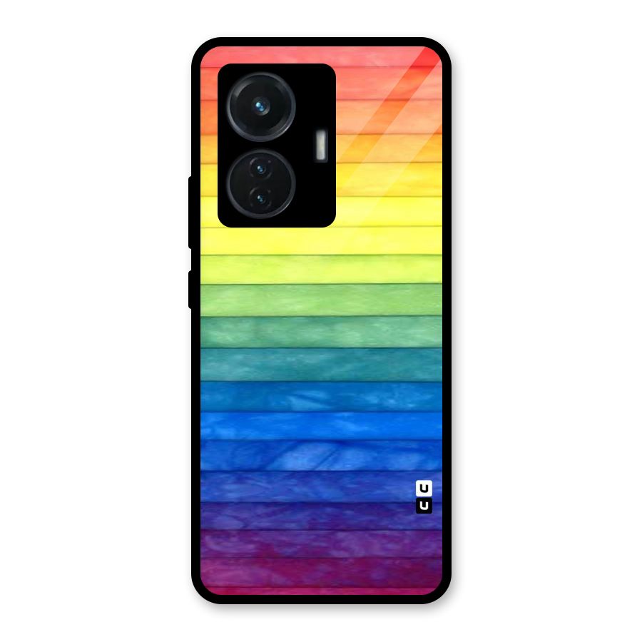 Rainbow Colors Stripes Glass Back Case for iQOO Z6 44W