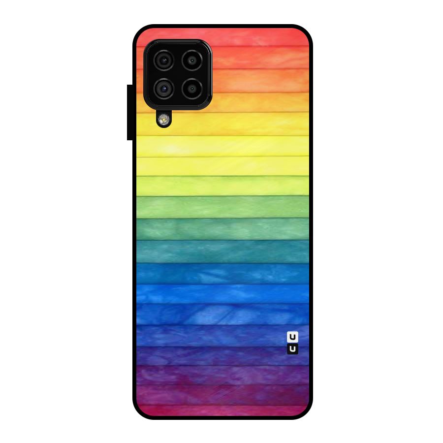 Rainbow Colors Stripes Metal Back Case for Galaxy A22 4G