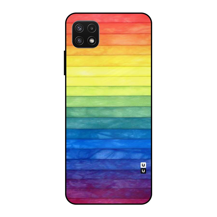 Rainbow Colors Stripes Metal Back Case for Galaxy A22 5G