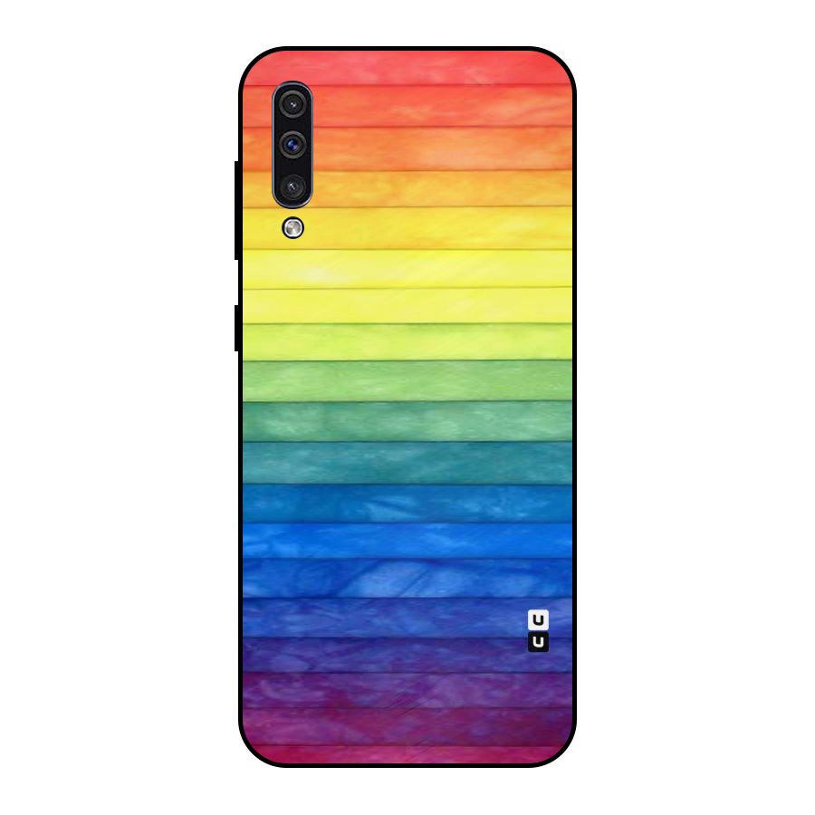 Rainbow Colors Stripes Metal Back Case for Galaxy A50