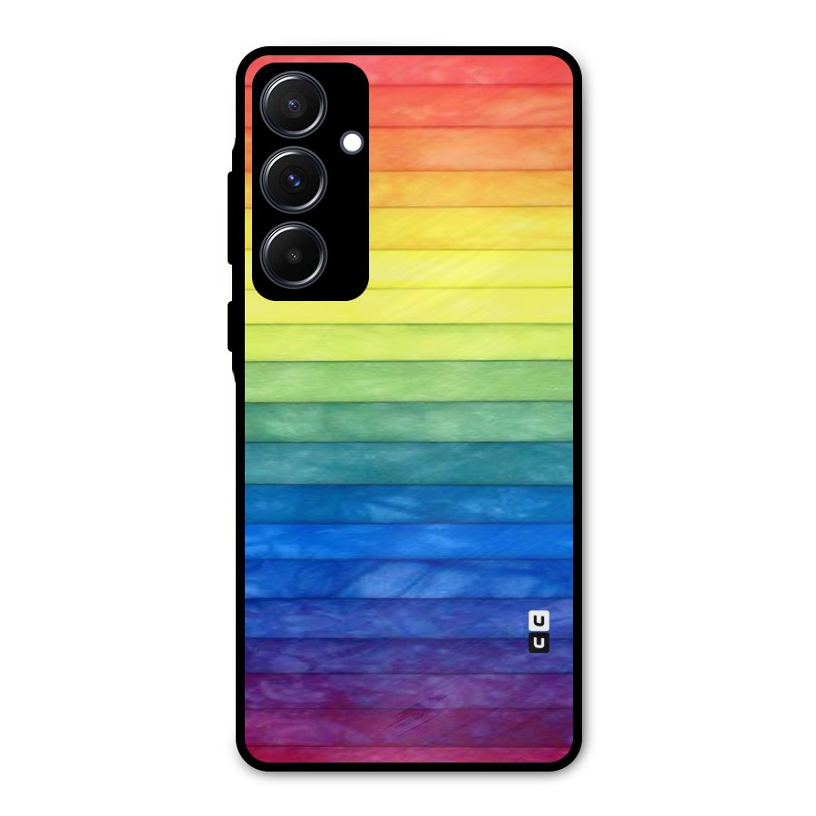 Rainbow Colors Stripes Metal Back Case for Galaxy A55