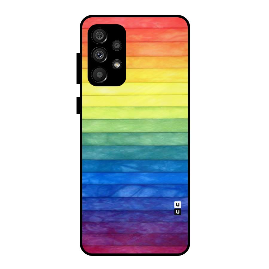 Rainbow Colors Stripes Metal Back Case for Galaxy A73 5G