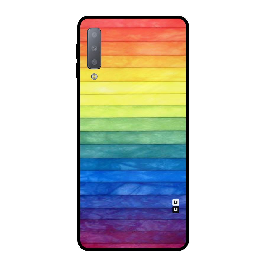 Rainbow Colors Stripes Metal Back Case for Galaxy A7 (2018)