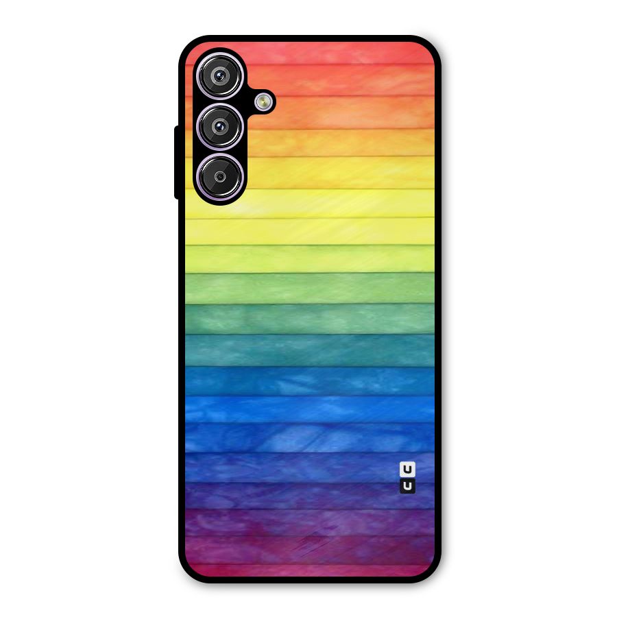 Rainbow Colors Stripes Metal Back Case for Galaxy F15