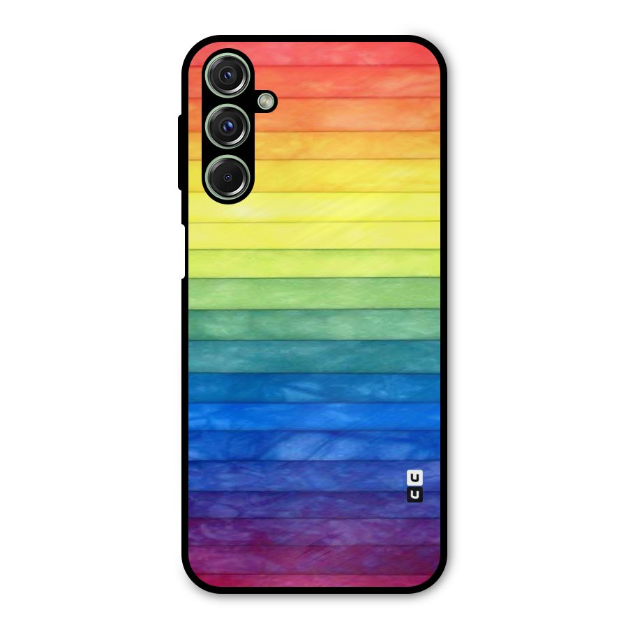 Rainbow Colors Stripes Metal Back Case for Galaxy F34